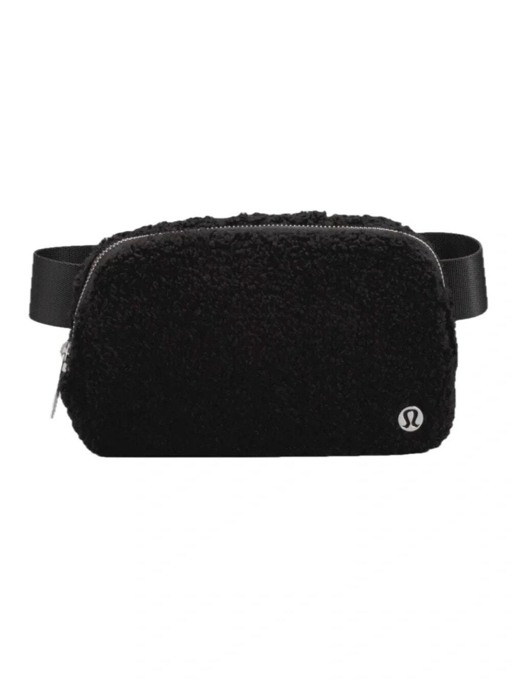 Lululemon Black Sherpa Belt Bag with Silver Hardware